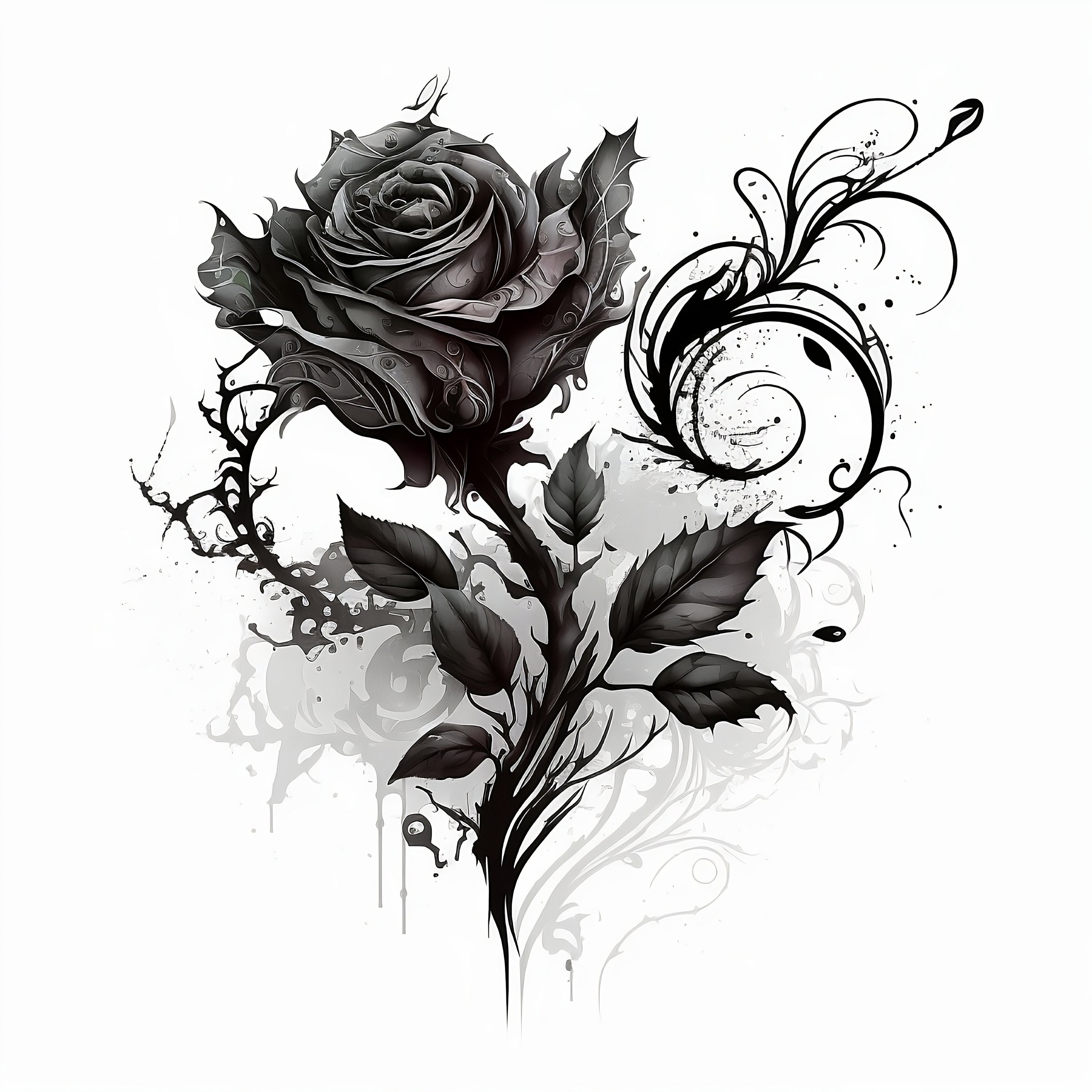 Rose Tattoo Design White Background PNG File Download High Resolution