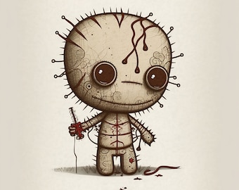 VooDoo Doll Tattoo Design - White background - PNG File Download High Resolution