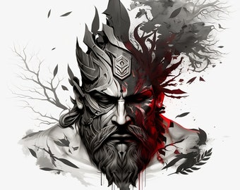 Ares God of War Tattoo Design -  White Background - PNG File Download High Resolution