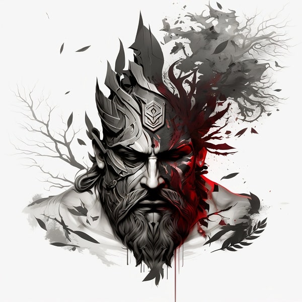 Ares God of War Tattoo Design -  White Background - PNG File Download High Resolution