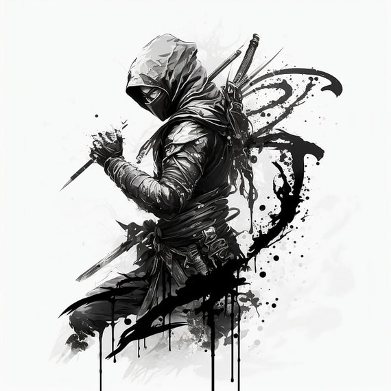 Japanese Samurai Warrior. Mighty Ninja with Swords Stock Vector -  Illustration of asian, drawing: 273756610