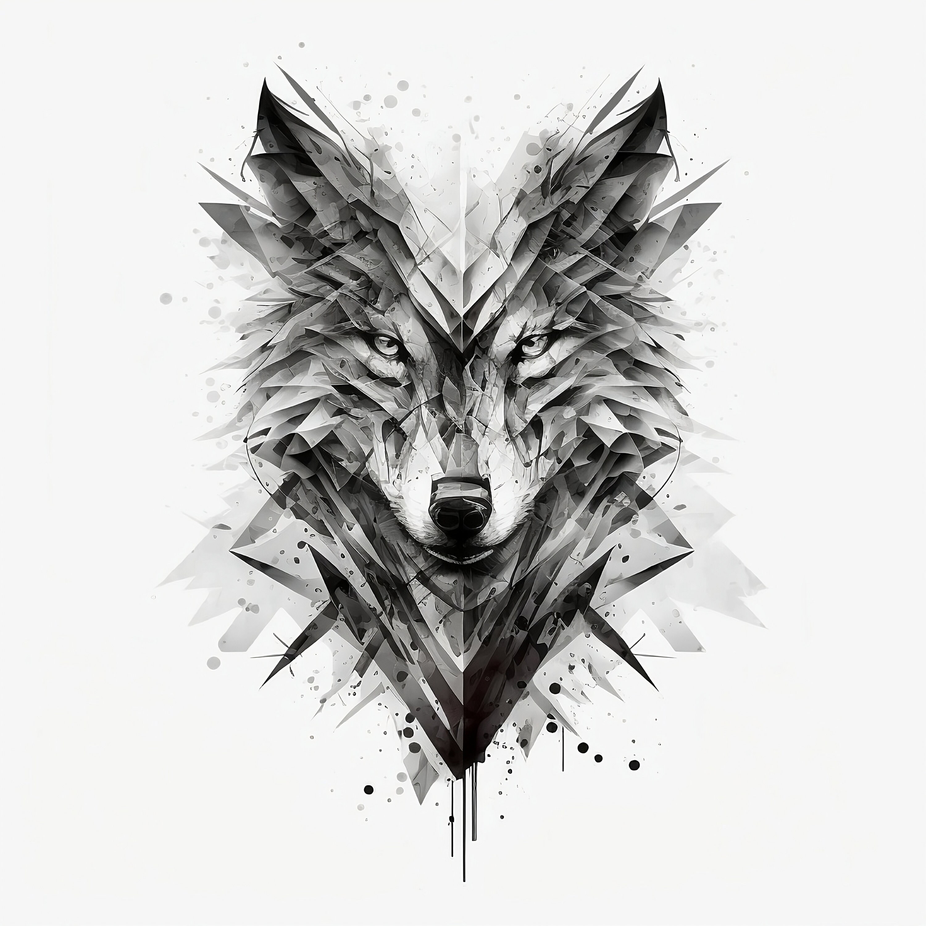 Geometric Wolf Tattoo Design White Background PNG File Download High