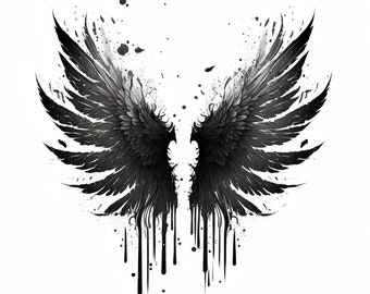 Wings Tattoo Design - White background - PNG File Download High Resolution