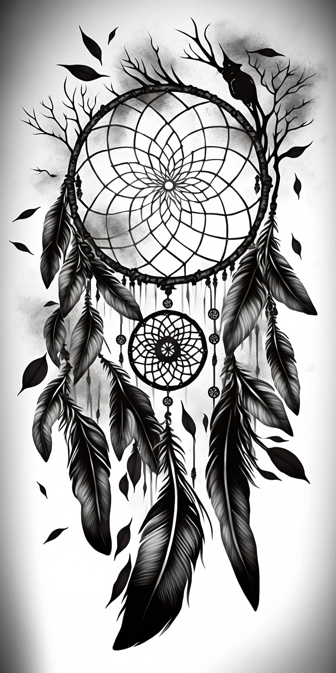 Dreamcatcher Tattoo Design White Background PNG File Download High ...