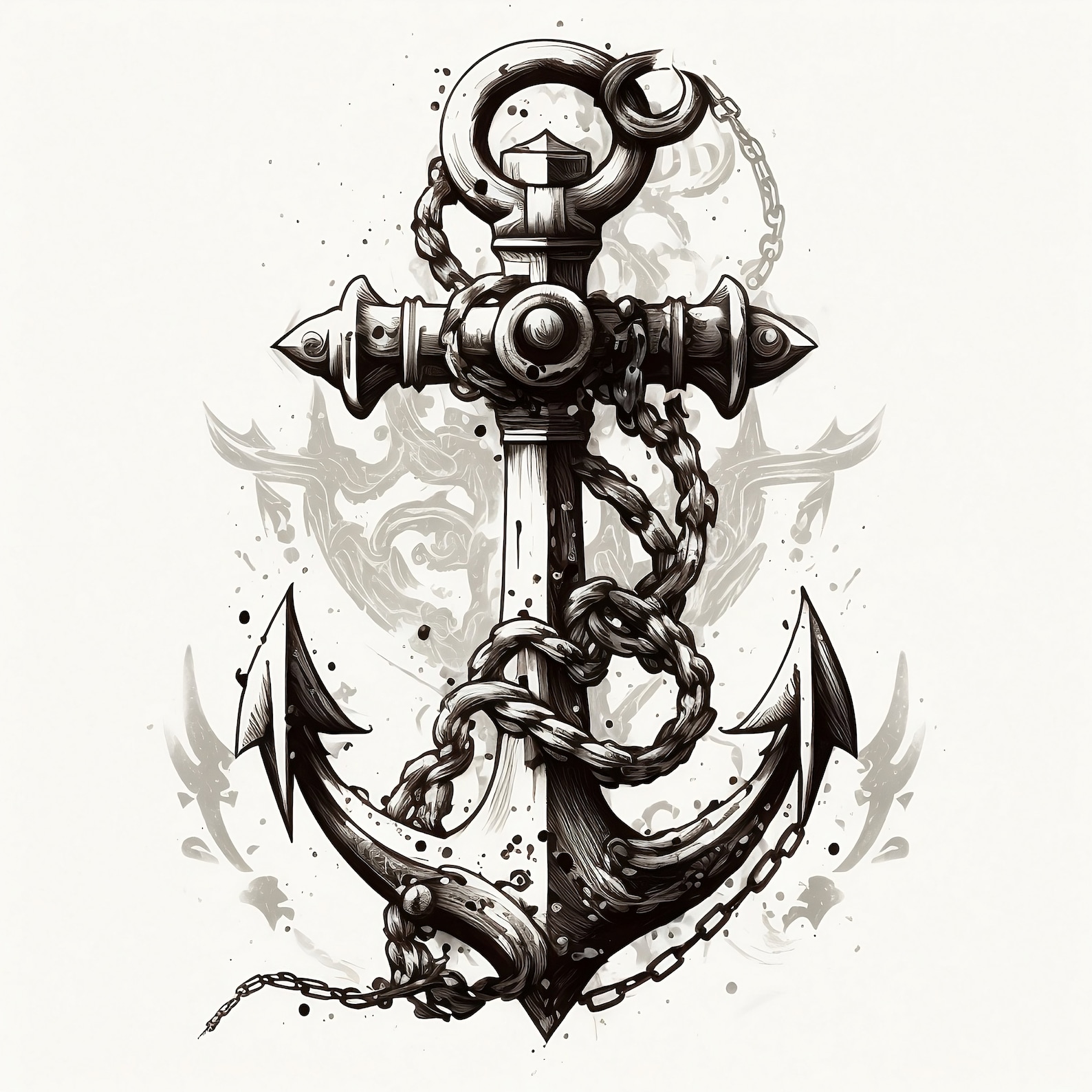 Anchor Tattoo Design White Background PNG File Download High Resolution ...