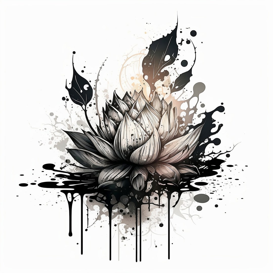 Lotus Flower Tattoo Design White Background PNG File Download High Lotus Flower Tattoo Design White Background PNG File Download High