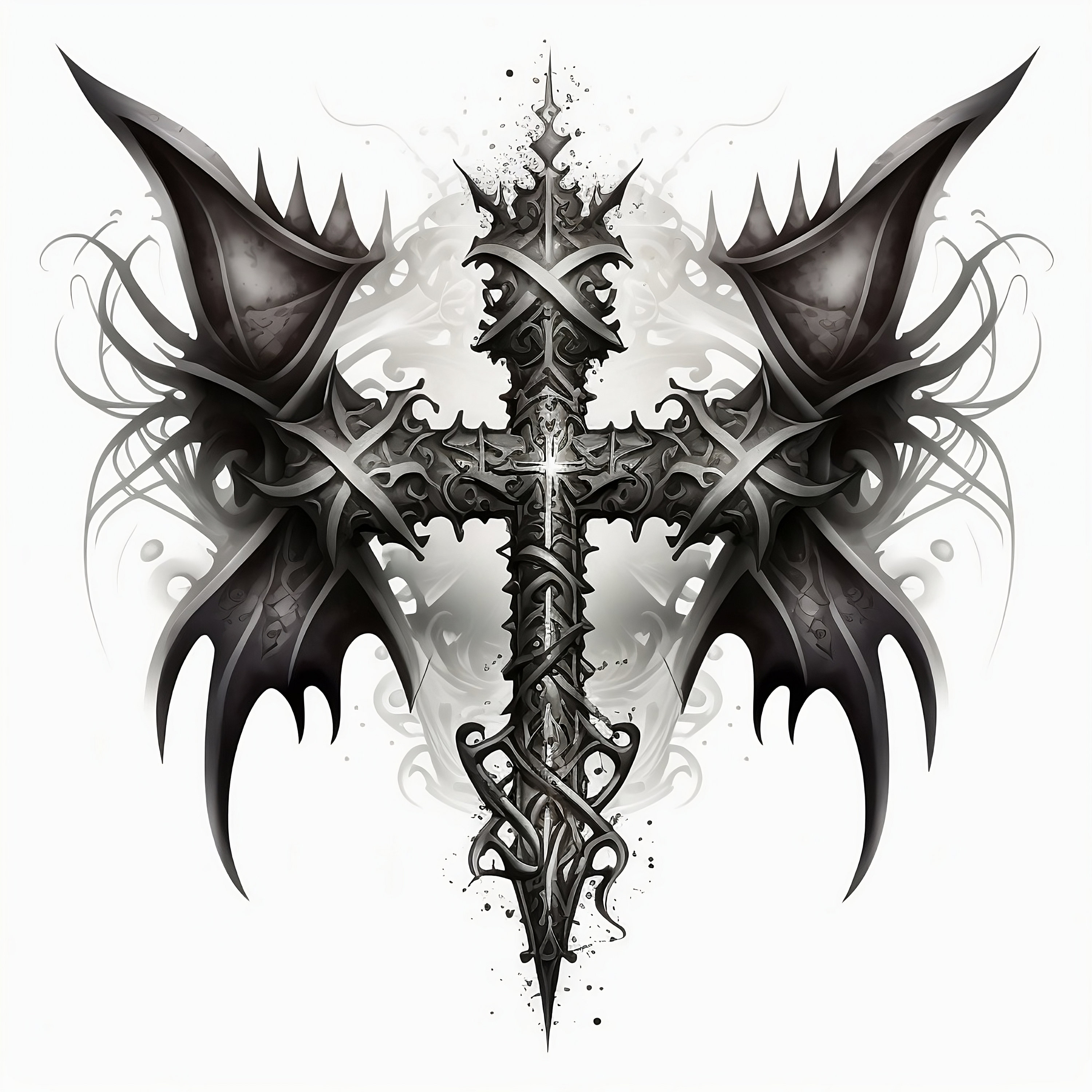 Cross Tattoo Design White Background PNG File Download High Resolution ...