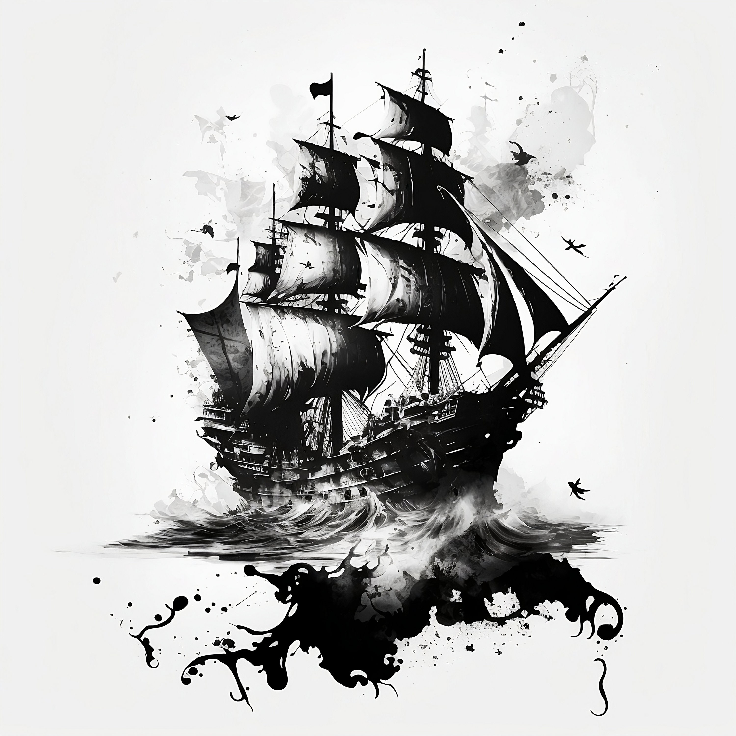 Tall Ship Vintage Traditional Tattoo Acetate Stencil from Bert Grimm's –  Memory Hole Vintage