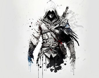 Assassin Tattoo Design - White Background - PNG File Download High Resolution