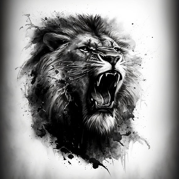 Cool Roaring Lion Tattoo Design