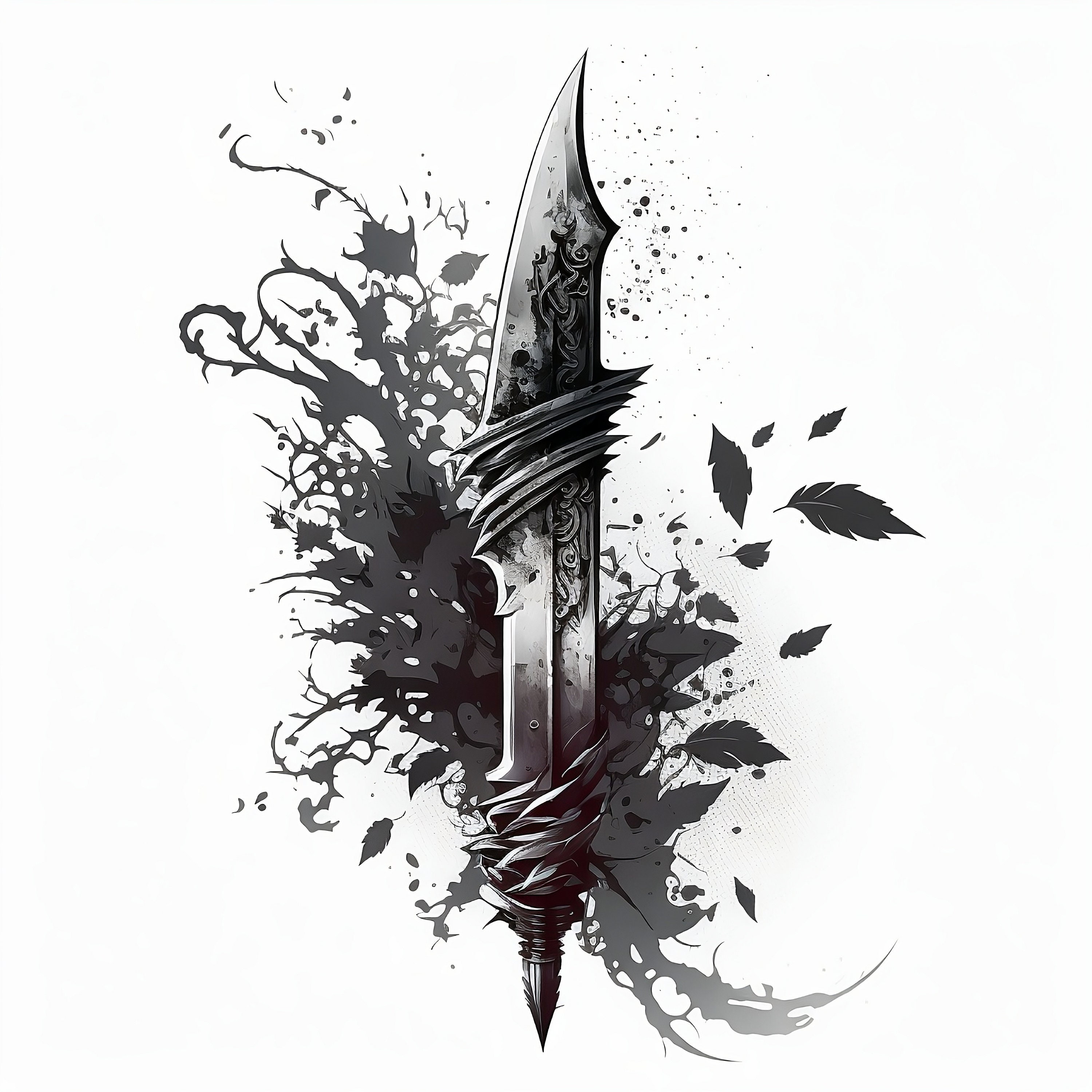 Knife Tattoo Design White Background PNG File Download High Resolution -  Etsy Australia