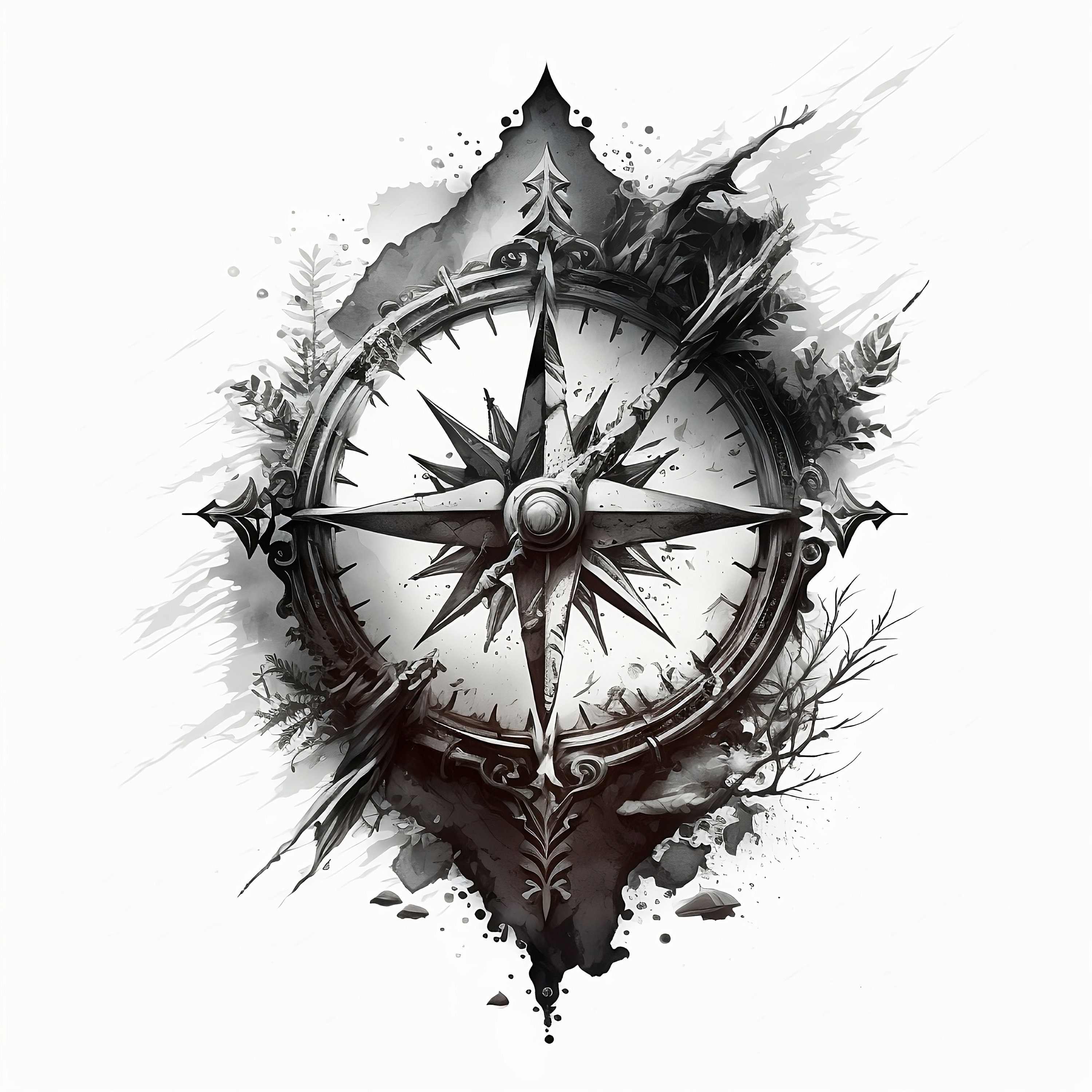Compass Tattoo Design White Background PNG File Download - Etsy Norway