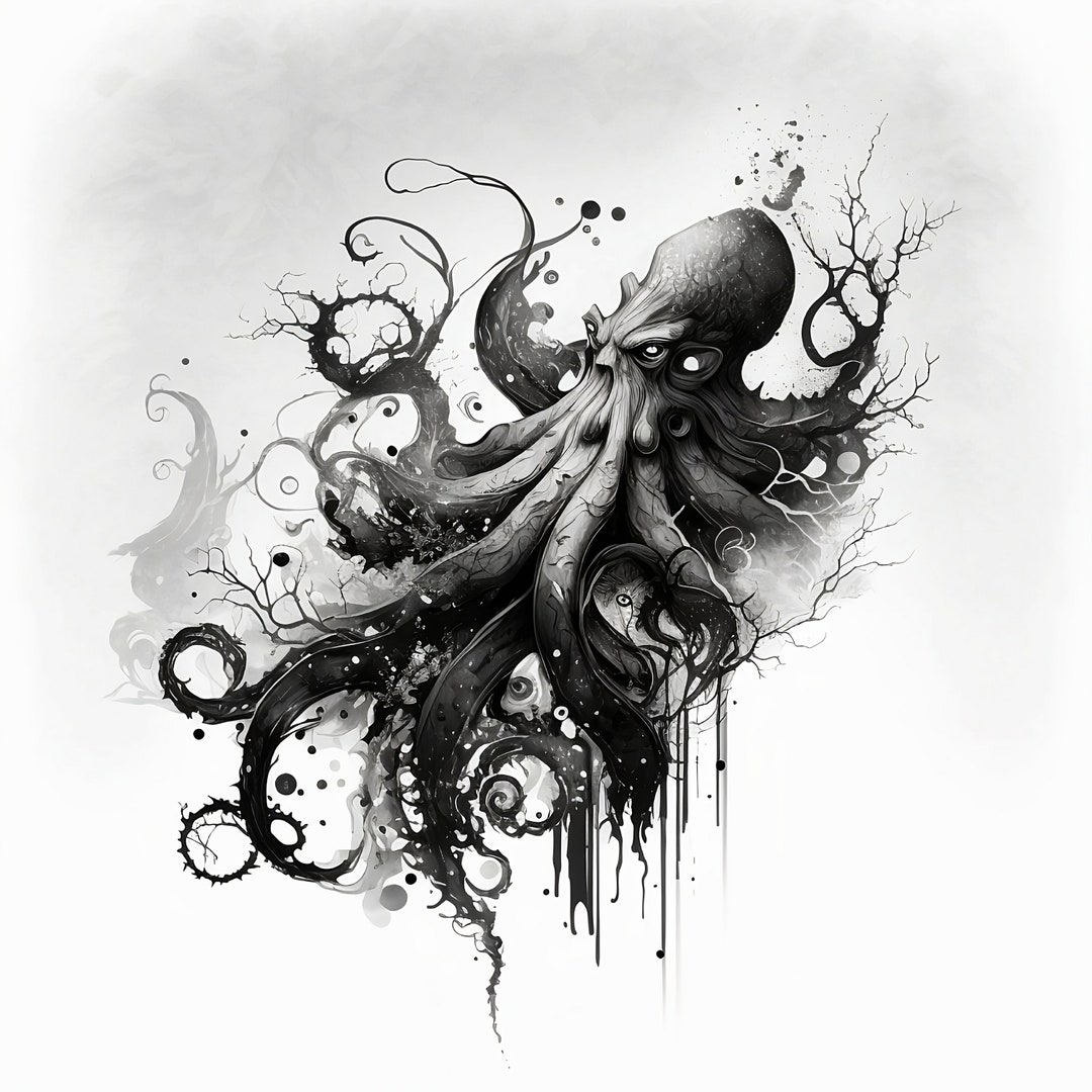 Octopus Tattoo Design White Background PNG File Download High