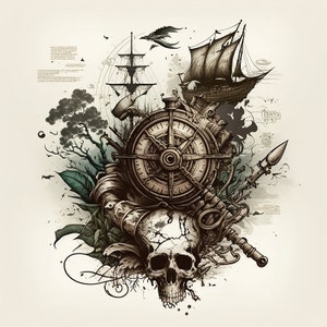 15 Sheets Pirate Ship Anchor Temporary Tattoos For Men Adults Women, Shark  Compass Pirate Captain Boat Tattoo Stickers, Long Lasting Shark Waterproof