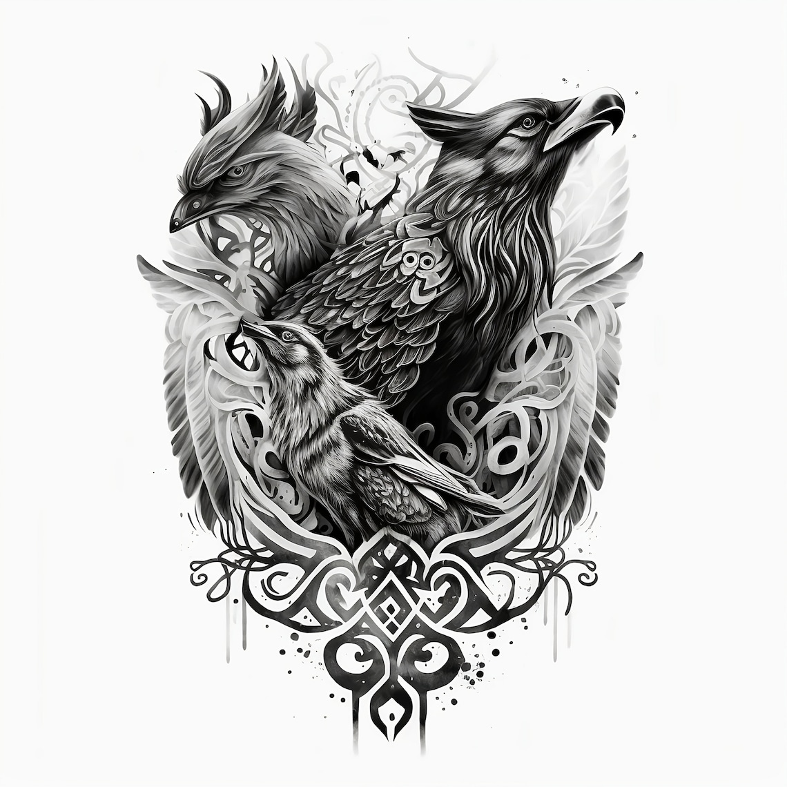 Nordic Tattoo Design White Background PNG File Download - Etsy