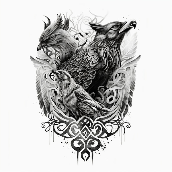 Nordic Tattoo Design - Weißer Hintergrund - PNG Datei Download Hohe Auflösung