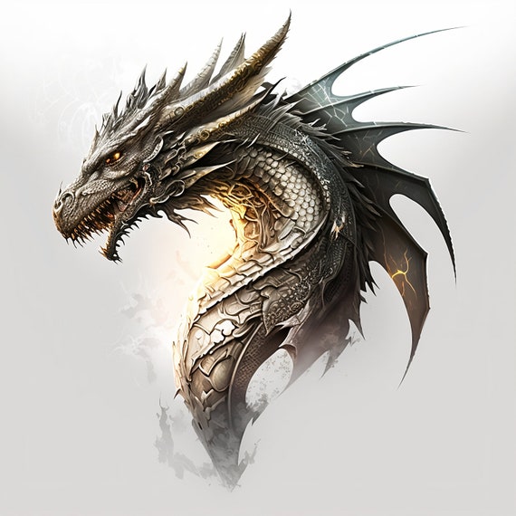 Dragon Tattoo Design - White background - PNG File Download High Resolution