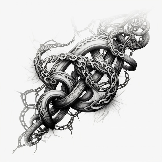 Anchor Chain Vector Design Images, Tattoo Of Anchor With Ribbon And Chains  Drawn In Engraving Style, Ribbon, Illustration, Isolated PNG Image For Free  Download