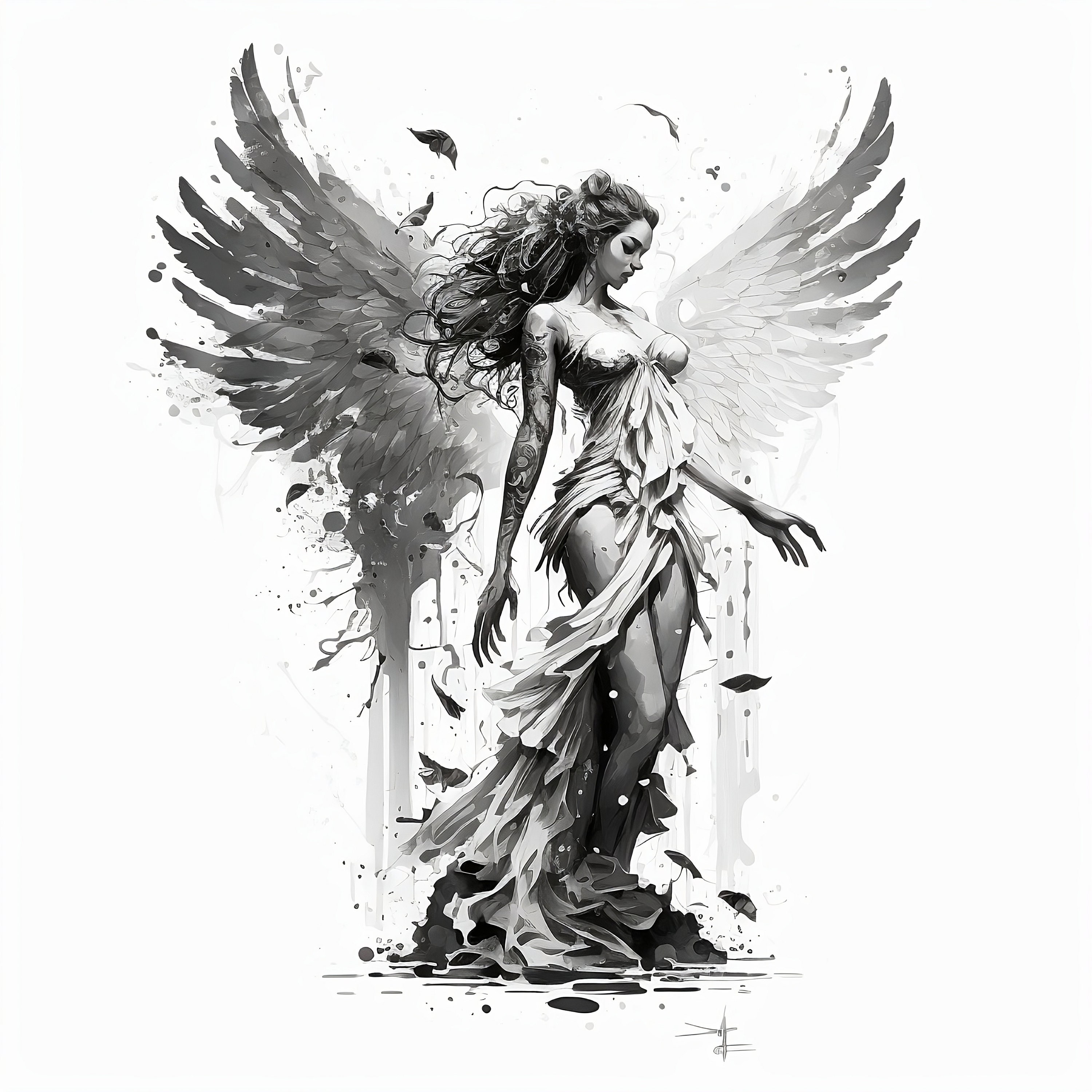 gothic angel tattoo designs