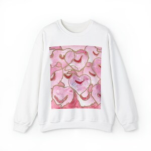 Pink + Gold Art Deco Hearts - Crewneck Sweatshirt