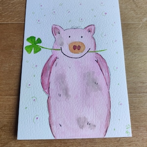 Glücksschweinchen mit Kleeblatt