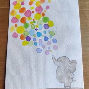 Elefant Postkarte Handgemalt