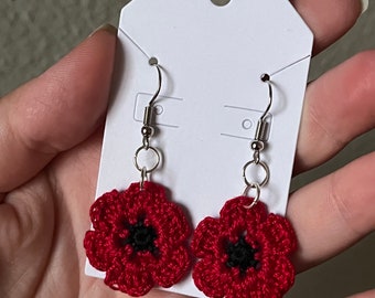 Crochet Poppy Earrings