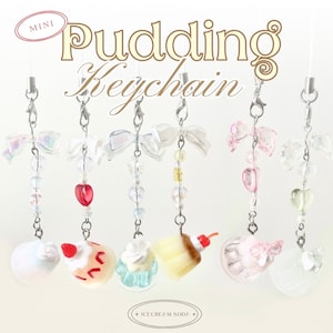 Cute Mini Resin Pudding Keychain (Jelly, bag charm, keyring, birthday anniversary gift, Students, cake, dessert, Kawaii)