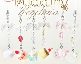Cute Mini Resin Pudding Keychain (Jelly, bag charm, keyring, birthday anniversary gift, Students, cake, dessert, Kawaii)