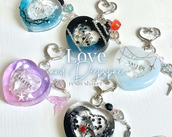 Love and Deepspace resin shaker keychain | Sylus Rafayel Zayne Xavier Caleb (handmade, gift, birthday, bag charm, custom, y2k, cute, kawaii)