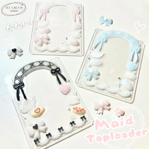Portafoto in resina Kawaii Maid (personalizzato, carino, nero, rosa, blu, fatto a mano, portafoto K-pop, y2k, shaker in resina, regalo)