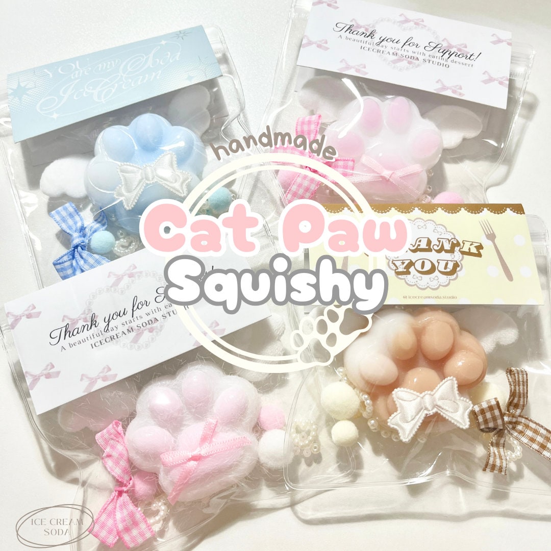 Handmade Cute Cat Paw Taba Squishy Toy (stress reliever, slime, mochi, fluffy, birthday party gift, for students & adults, Kawaii)