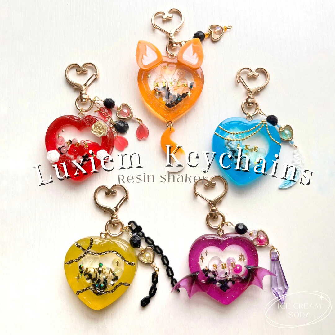 Custom Nijisanji EN Vtuber Luxiem resin shaker beaded keychain | Luca Vox Shu Mysta Ike (handmade, keyring, bag charm, personalisation)