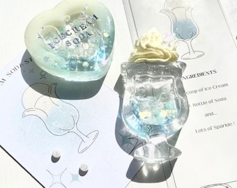 Ice cream soda resin shaker (Liquid shaker, Kawaii keyring, custom, Bag charm, keychain, K-pop, accessories, toploader deco,personalization)
