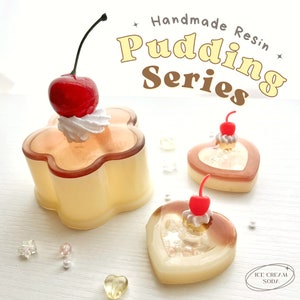 Handmade Custom Pudding resin shaker & Storage Case (kawaii keychain, keyring, cake accessories box, kpop, bag charm, personalization)