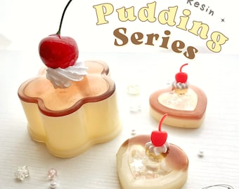 Handmade Custom Pudding resin shaker & Storage Case (kawaii keychain, keyring, cake accessories box, kpop, bag charm, personalization)