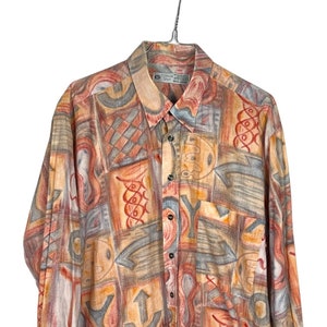 Vintage size XL Crazy Pattern shirt, long sleeve shirt from the 80s to 90s made of 100% cotton, unisex & oversized, boho style