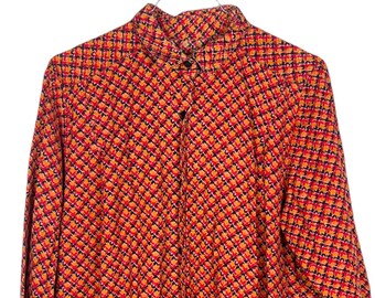 Vintage shirt in size L Crazy pattern shirt, long sleeve shirt from the 80s to 90s, unisex & oversized, boho style, for all seasons