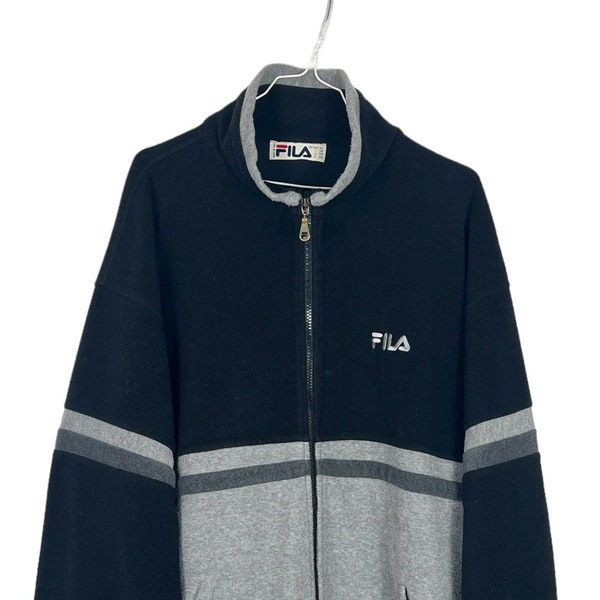 Vintage fleece jacket by FILA, sporty sweater with zipper, branded fleece sweater, transitional jacket in size 56
