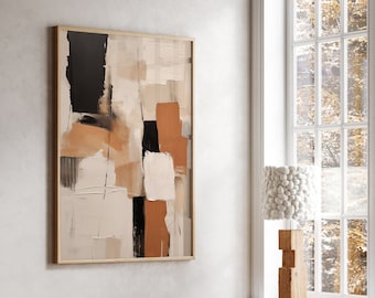 Wabi Sabi Neutral Wall Art | Japandi Abstract Art Print | Modern Terracotta and Black Minimalist Art | Printable Digital Download