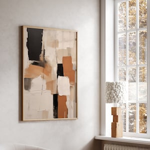 Wabi Sabi Neutral Wall Art | Japandi Abstract Art Print | Modern Terracotta and Black Minimalist Art | Printable Digital Download