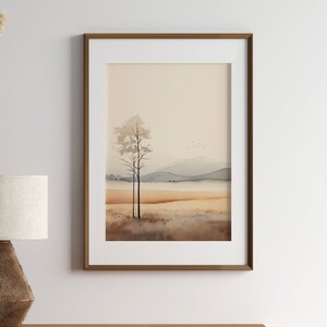 Watercolor Simple Landscape | Wabi Sabi Neutral Wall Art |  Minimalist Art | Japandi Abstract Nature Print | Modern Minimal Decor