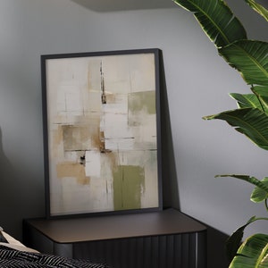Japandi Abstract Art Print | Wabi Sabi Neutral Wall Art | Modern Sage Green Beige Minimalist Art | Printable Digital Download