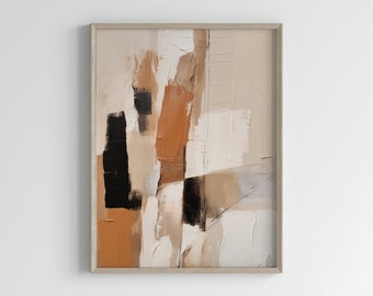 Wabi Sabi Neutral Wall Art | Japandi Abstract Art Print | Modern Terracotta Beige and Black Minimalist Art | Printable Digital Download