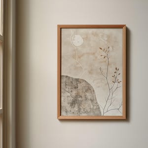 Japandi Nature Print | Wabi Sabi Wall Art | Beige Brown Minimalist | Neutral Light Poster | Printable Digital Download