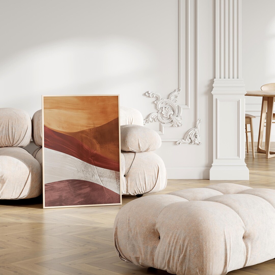 Wabi Sabi Neutral Wall Art Japandi Abstract Wave Print Rustic Earthy ...