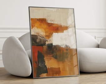 Wabi Sabi Herbst Herbst Wand Kunst | Japandi Abstrakter minimalistischer Druck | Moderne Terrakotta Erdtöne Gemälde | Druckbare digitale Datei