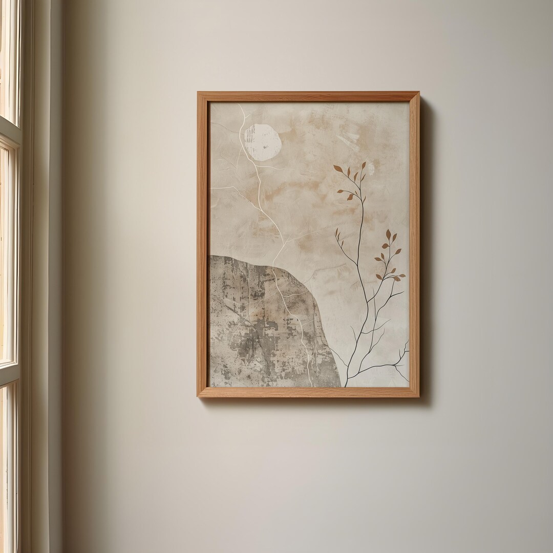 Japandi Nature Print | Wabi Sabi Wall Art | Beige Brown Minimalist ...