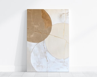 Earth Tone Kintsugi Wall Art | Neutral Abstract Circles Print | Japandi Minimalist Modern Decor | Printable Digital Download