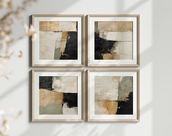 Japandi Abstract Art Print | Sage Green Neutral Colors Modern | Wabi Sabi Minimalist Wall Art | Set of 4 prints | Printable Digital Download